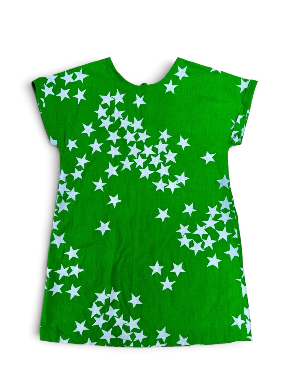 Handmade Retro Green Star Print Shift Dress Cotton 10